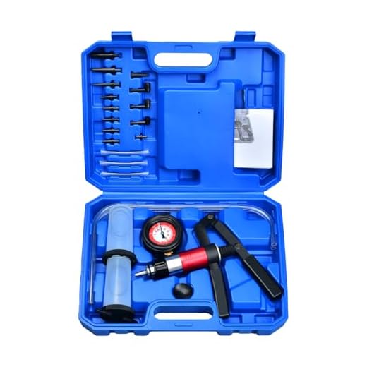 Zoomtools Kfz Vakuumpumpe Druckpumpe Bremsenentlüftungsgerät Bremsenentlüfter Unterdruck Prüfgerät für Auto, LKW und Motorrad Bremse Entlüften Vakuum Druckprüfer Set Vakuumtester Kit Handpumpe