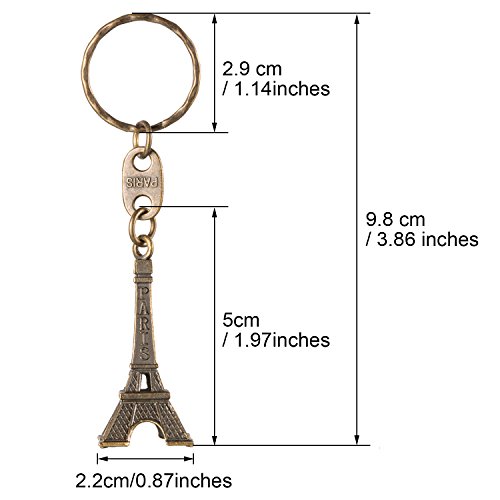 Outus 15 Pieces Eiffel Tower Keyring Retro Adornment French Souvenirs Keychains