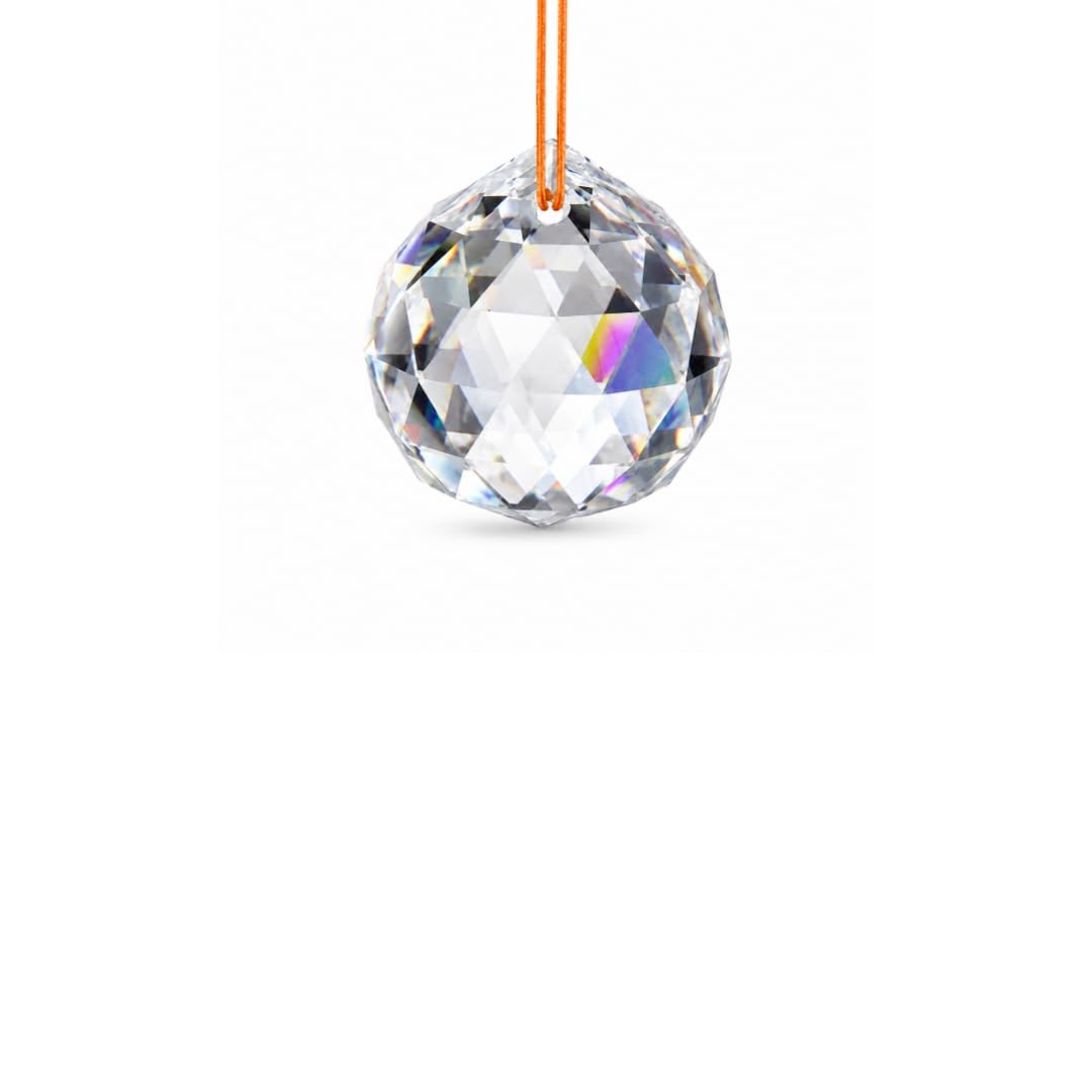 Clear Crystal Suncatcher Hanging Ornament Ball, Decorative Prism Pendant with Orange String for Hanging, Chandelier & Balcony, Glass Rainbow Reflector for Positive Divine Energy-image-49