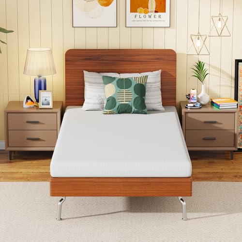 Image of FDW 5 Inch Twin Mattress, Medium Firm Base Foam, Breathable & Comfortable with Removable Washable Zipper Cover, Bed in a Box, CertiPUR-US Certified, White