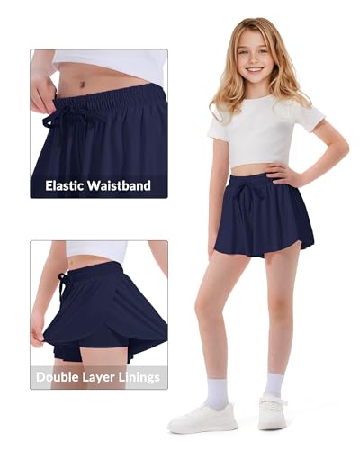 Image of Witwot Butterfly Shorts Girls, 2-in-1 Teen /Kids Girl Flowy Athletic Skort