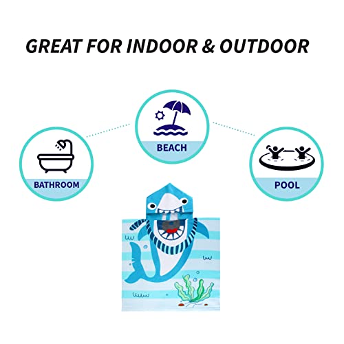 Image of NovForth Kids Beach Towel for Boys Girls, Hooded Bath Towel Wrap, Toddler Pool Towel with Hood