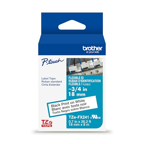 Ruban flexible Brother TZe-FX241 noir blanc 18mm TZEFX241 p-touch