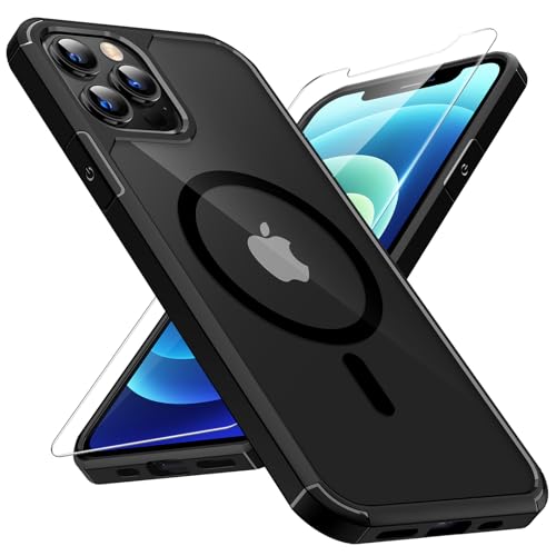 TAURI fĂĽr iPhone 12 Pro Max HĂĽlle 6,7" mit Schutzfolie - Schwarz