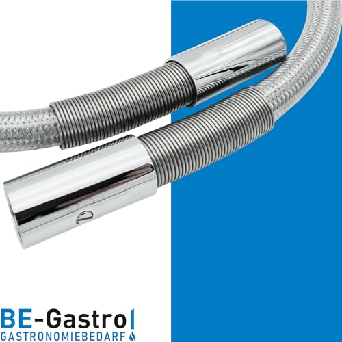 BE-GASTRO® I Profi Gastroschlauch Brauseschlauch 100cm inkl. Spezial-Knickschutz | 1/2 Standard-AG | Ersatzschlauch für Geschirrbrause/Gastrobrause Gastro Schlauch 1000mm