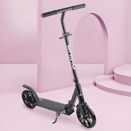 Image of Toyshine Rhino 2 Wheel Runner Scooter with Anti Slip ABS Base Big Wheels Height Adjustable Handlebar Foldable Max Load 50kg for Boys and Girls Ages 5 and Above - Black