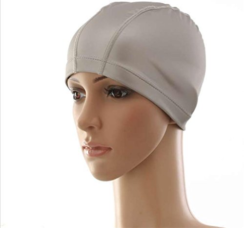 Capuchon de bain enduite en polyuréthane imperméable et confortable couleur silver pour adulte