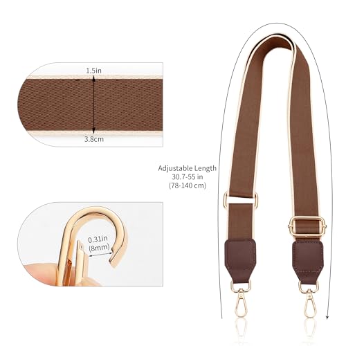 Image of Hamdecro Purse Straps Replacement Crossbody, Universal Wide Shoulder Strap for Bags Adjustable Straps for Handbags, Gold Buckle - Brown