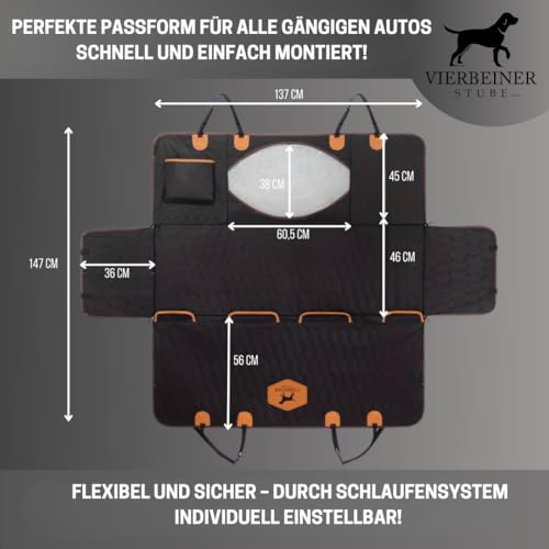 VierbeinerStube® Autoschondecke Hund Rückbank – Wasserdicht, rutschfest, waschbar – Rücksitz Schutzdecke mit Seitenschutz – Universalgröße Auto, SUV & Kombi