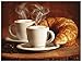 Produktbild Artland Glasbilder Wandbild Glas Bild einteilig 80x60 cm Querformat Kaffee Coffee Cafe Cappuccino Kaffeebohnen Croissant Frühstück T5XO