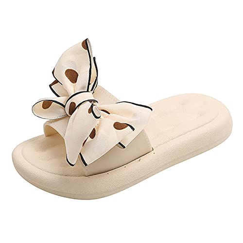 Unisex Kids Toddler Slippers Boys Girls Shoes Slides Slip On Bow Sandals Beach Pool Water Comfort (White, 9 Toddler)