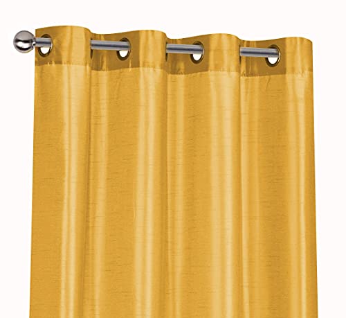 Regal Home Collections 2 Pack Semi Sheer Faux Silk Grommet Curtains - Assorted Colors (Gold)