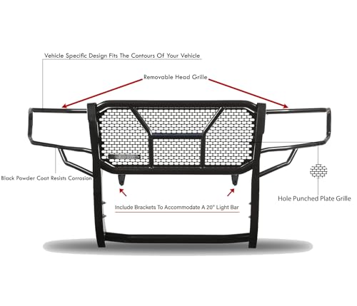 Image of Black Horse Rugged Heavy Duty Grille Brush Bumper Guard Modular Black Compatible with 2022-2024 Toyota Tundra-RU-TOTU22-B