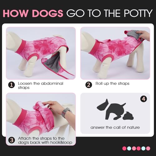 Image of FUAMEY Surgery Recovery Suit for Large Dogs,Dog Surgery Suit Female Spay Male Dogs Neuter Recovery Shirt Dog Onesie Anti Licking Abdominal Wounds Pet Bodysuit Skin Conditions Rose Dye XL
