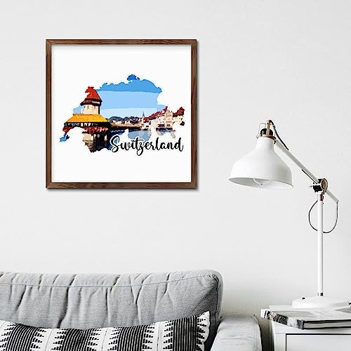 Panneau en bois Suisse 30x30 cm décor mural rustique - 5