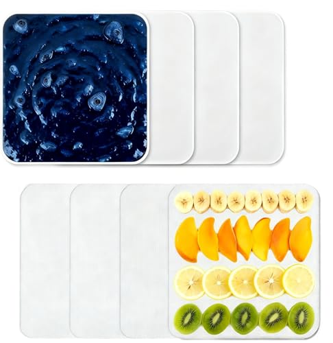 8 Pièces Feuilles de Déshydrateur en Silicone, 28 x 28 cm Tapis de Déshydrateur Antiadhésifs, Plateaux avec Rebord, Réutilisables et Sans BPA Tapis de...