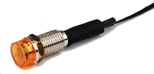 (1) Mini indicador de luz LED ámbar para salpicadero, lámpara de advertencia piloto, orificio de montaje de 1/4 pulgadas