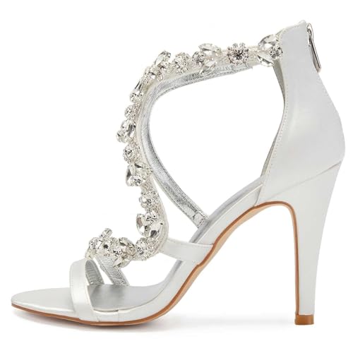 Womens Wedding Shoes Women's 4.13" Kitten Heel Sandals | Open Toe with Ankle Zipper & Rhinestone Accents | Perfect for Summer Dresses & Casual Outfits(Bean Paste Color,7)4