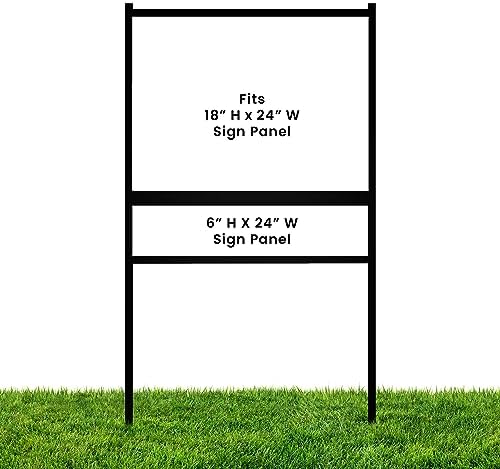 justsignframes Real Estate Yard Sign Metal H Frame (5-pack) w/Rider - Steel H Frame Yard Stakes, 18" x 24" Yard Sign Stakes, Yard Sign Stands, Open House Signs for Real Estate (1 Main, 1 Rider)
