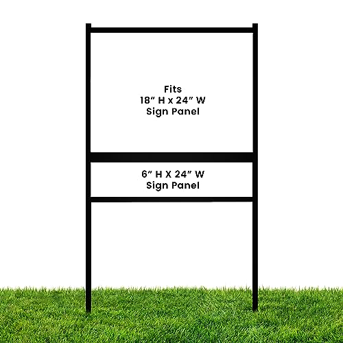 Justsignframes Real Estate Yard Sign Metal H Frame (5-Pack) W/Rider - Steel H Frame Yard Stakes, 18" X 24" Yard Sign Stakes, Yard Sign Stands, Open House Signs For Real Estate (1 Main, 1 Rider) #TOP22
