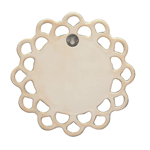 Stonebriar Decorative 9" Turquoise Round Ceramic Cutout Accent Wall Mirror #TOP2