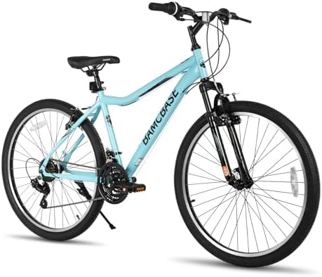 Hiland 26 Inch Women’s Mountain Bike, 21 Speed Steel Frame Adult Bicycle, Man MTB Bikes with Suspension Fork, Purple Green White