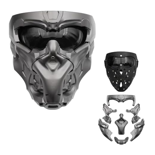 Zhongren Tactical Cyberpunk Magnetic Detachable Full Face Mask Airsoft Costume Mask for Halloween Party Cosplay Movie Prop (Doomsday-Dawn-Silver)