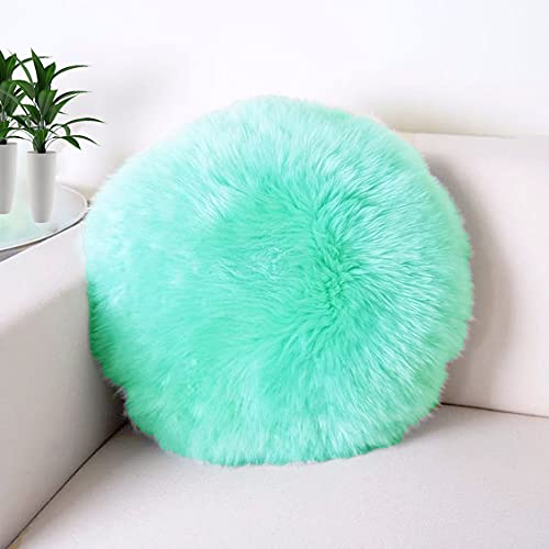 Microfiber Cushion Round Fur Pillow For Living Room Sofa Bedroom - Soft Fluffy Stuffed Pillow, 16 X16Inch (Light Green, 1)-image-22