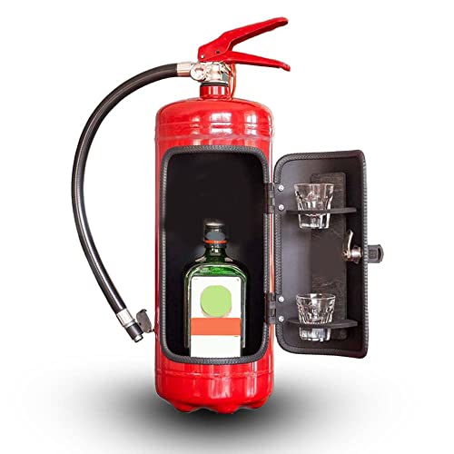IIIHAT Fire Extinguisher Mini Bar, Fire Extinguisher Shape Wine Storage System, Modified Metal Fire Extinguisher, Weighs 2.9lb, Gifts for Relatives and Friends (Red)