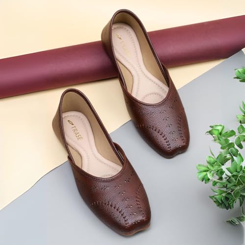 Image of TRASE Traditional Jutti for Women & Girls | Flat Sole, Soft Lining, Cushion Footbed | Casual Wear & Comfortable Ethnic Footwear for Wedding & Festive