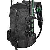 Ghanneey Fishing Tackle Backpack Storage Bag, Outdoor Shoulder Backpack with Rod Holder and Fishing Plier Large capacity Fishing Tackle Bag for Fishing/Black