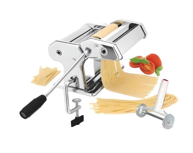 Ręczna maszynka do makaronu | maszynka do ravioli, spaghetti, ravioli, makaronu, ze stali nierdzewnej, 3 w 1 lub 5 w 1, 20 cm x 20 cm x 15 cm, (5w1)