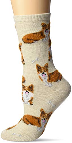 Hot Sox womens Dog Lovers Novelty Fashion Crew Casual Sock, Corgi (Natural Melange), 12-Jun US