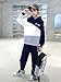 Arlubiya Boys Clothes Fashion Letter Printed Color blocked Hooded Top+ Solid Color Pants Outfits Set Size 11 12