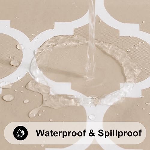 Smiry Round Plastic Table Cloth, Waterproof Vinyl Tablecloth With Flannel Backing For Round Tables, Wipeable Spillproof Tablecloths For Dining, Camping, Indoor And Outdoor (60" Round, Khaki) #TOP1