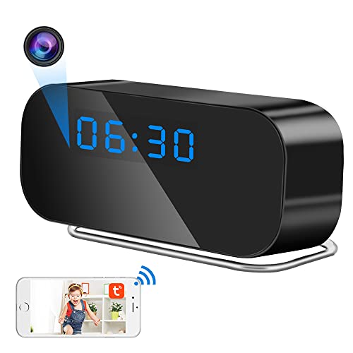 TANGMI Caméra Espion, Horloge 2.4G & 5G WiFi Caméra Cachée, Vision Nocturne & Détection de...