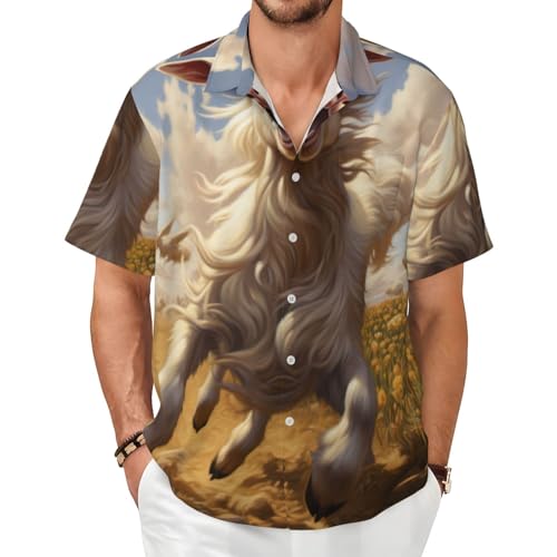 Chemise manches courtes homme imprimé chèvre en tissu doux pour l'été