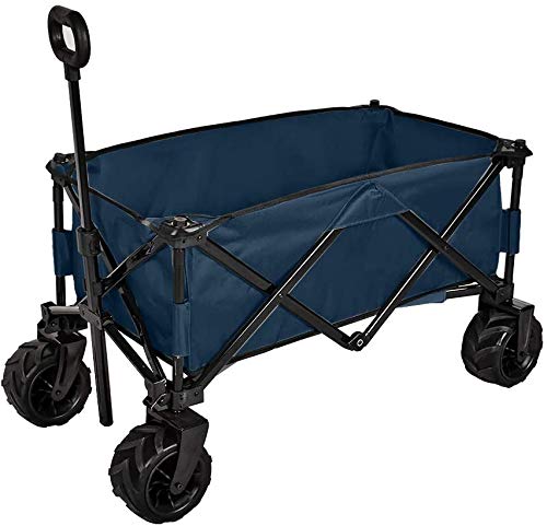 Action club Folding Wagon Collapsible Utility Big Wheels Shopping Cart for Beach Outdoor Camping Garden Canvas Fabric All Terrain Heavy Duty Portable Grocery Cart Buggies Adjustable Handle (Navy) Action club Folding Wagon Collapsible Utility Big Wheels Shopping Cart for Beach Outdoor Camping Garden Canvas Fabric All Terrain Heavy Duty Portable Grocery Cart Buggies Adjustable Handle (Navy)