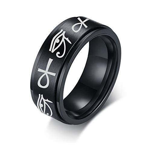 VNOX Ankh Cross Spinner Rings Rotating Egypt Eye of Horus Ankh Cross Engagement Wedding Ring for Men Women,Size 11 -  VNOX Jewelry