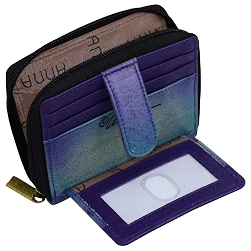Anna by Anuschka Women's Hand-Painted Genuine Leather Zippered Organizer Wallet - Elephant Family4
