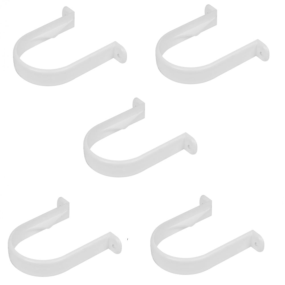 Downpipe Brackets - Round Drain Pipe Clips - 5 Pack White