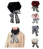 Ruglush Infinity Scarf, Faux Fur Scarf for Women and Men, Super Soft, Stretchy and Lightweight Winter Scarf Shawl Neck Warmer, Black