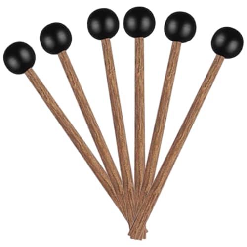 TOYANDONA Baguettes de Tambour à Langue Noires 3 Paires Maillets en Caoutchouc pour Percussion Universelles Accessoires pour Xylophone et Tambour à Languette Professionnelles