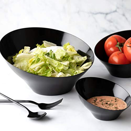 Plasticpro Disposable Angled Plastic Bowls Round Small Serving Bowls, Party Snack Or Salad Bowl, Heavy Duty, Elegant Black, Pack Of 8 #TOP3