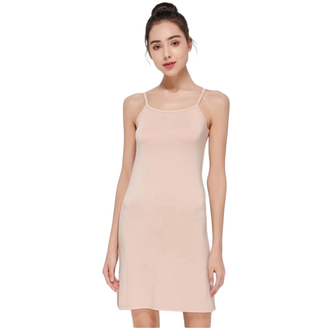 Buy munaafi® Women Knee Length Spaghetti Strap Full Cami Slip Camisole
