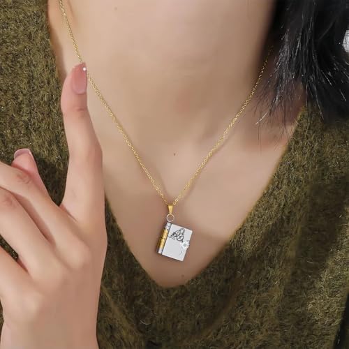 For Granddaughter - A Link That Can Never Be Undone Book Necklace, Personalized Openable Book Granddaughter Necklace, with 6 Pages of Engraved Information, Granddaughter Gifts from Grandma4