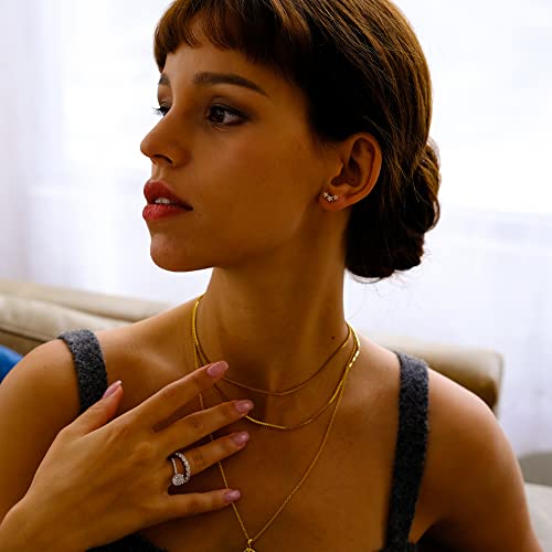 Sterling Silver Cubic Zirconia Ear Studs | Gold Stud Earrings with CZ | 18K Gold Plated Sterling Silver Earrings | Dainty Silver Three CZ Stud Earrings4