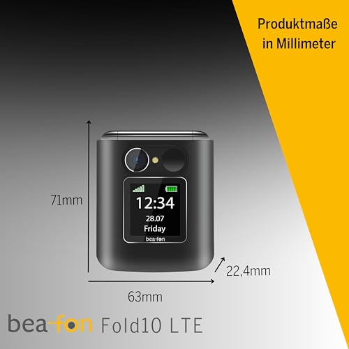 Beafon, Fold10 LTE, Klapphandy, SOS Notruftaste, XL Farbinnendisplay2,2 (5,58cm), XL Farbaußendispaly 1,44 (3,65cm), Fotokontaktanzeige, Kamera, Lichtsignal, Tischladeschale, schwarz-Silber