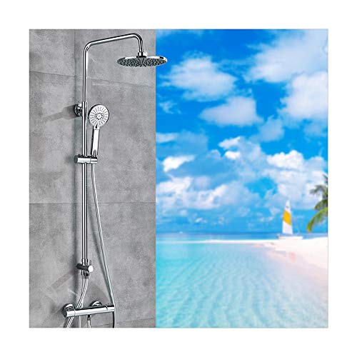 Colonne de douche thermostatique chromée 10 pouces avec barre réglable en hauteur