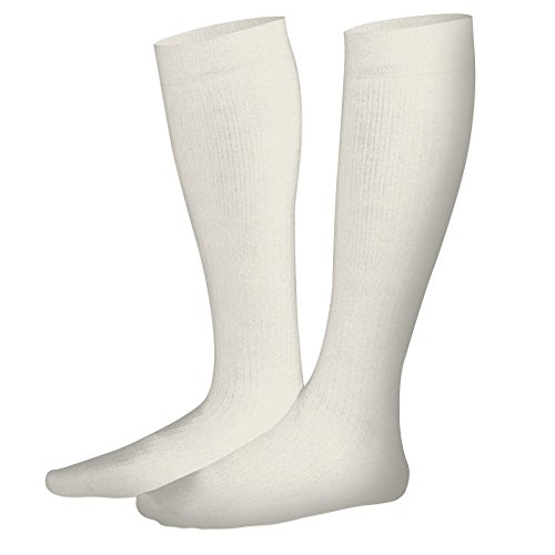 Dr. Comfort Men's Cotton Dress Graduated Compression Knee-High Sock, 10-15 mmHg, White, X Large